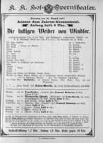 Theaterzettel (Oper und Burgtheater in Wien) 18870828 Seite: 1