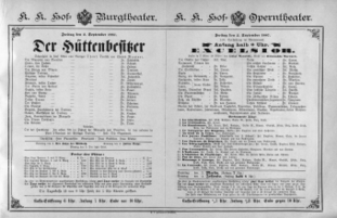 Theaterzettel (Oper und Burgtheater in Wien) 18870902 Seite: 1