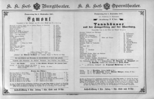 Theaterzettel (Oper und Burgtheater in Wien) 18870908 Seite: 1