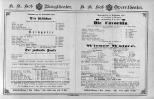 Theaterzettel (Oper und Burgtheater in Wien) 18870910 Seite: 1
