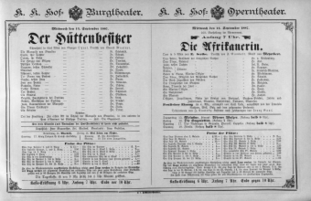 Theaterzettel (Oper und Burgtheater in Wien) 18870914 Seite: 1