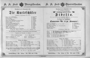 Theaterzettel (Oper und Burgtheater in Wien) 18870918 Seite: 1