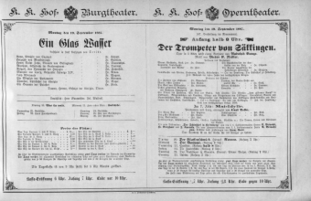 Theaterzettel (Oper und Burgtheater in Wien) 18870919 Seite: 1