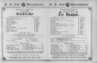 Theaterzettel (Oper und Burgtheater in Wien) 18870921 Seite: 1