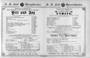 Theaterzettel (Oper und Burgtheater in Wien) 18870925 Seite: 1