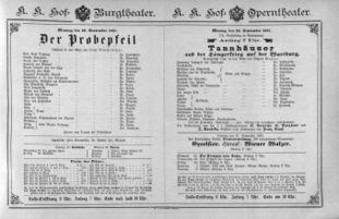 Theaterzettel (Oper und Burgtheater in Wien) 18870926 Seite: 1
