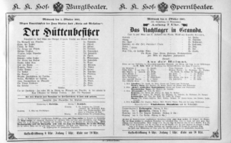Theaterzettel (Oper und Burgtheater in Wien) 18871005 Seite: 1