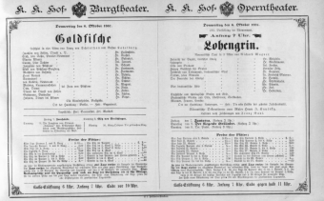 Theaterzettel (Oper und Burgtheater in Wien) 18871006 Seite: 1