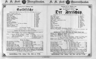Theaterzettel (Oper und Burgtheater in Wien) 18871011 Seite: 1