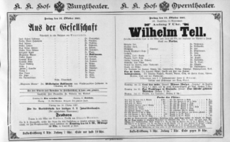 Theaterzettel (Oper und Burgtheater in Wien) 18871014 Seite: 1