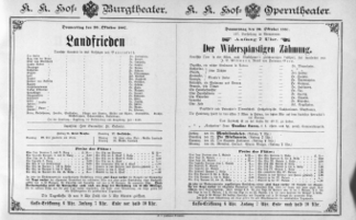 Theaterzettel (Oper und Burgtheater in Wien) 18871020 Seite: 1