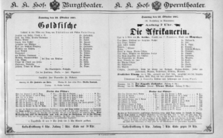 Theaterzettel (Oper und Burgtheater in Wien) 18871022 Seite: 1
