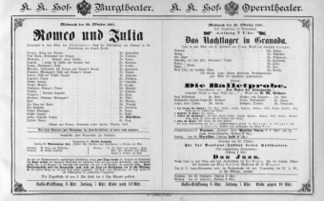 Theaterzettel (Oper und Burgtheater in Wien) 18871026 Seite: 1