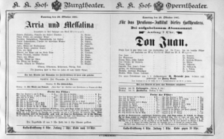 Theaterzettel (Oper und Burgtheater in Wien) 18871029 Seite: 1