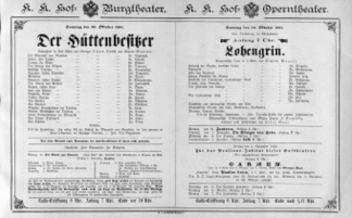 Theaterzettel (Oper und Burgtheater in Wien) 18871030 Seite: 1