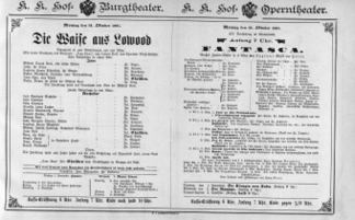 Theaterzettel (Oper und Burgtheater in Wien) 18871031 Seite: 1