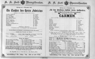 Theaterzettel (Oper und Burgtheater in Wien) 18871104 Seite: 1