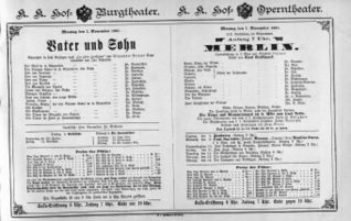 Theaterzettel (Oper und Burgtheater in Wien) 18871107 Seite: 1