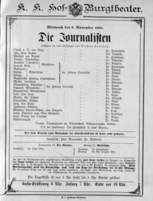 Theaterzettel (Oper und Burgtheater in Wien) 18871109 Seite: 1