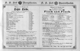 Theaterzettel (Oper und Burgtheater in Wien) 18871121 Seite: 1