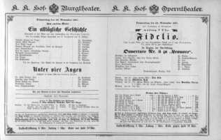 Theaterzettel (Oper und Burgtheater in Wien) 18871124 Seite: 1