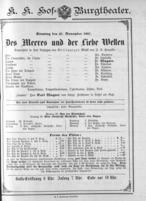Theaterzettel (Oper und Burgtheater in Wien) 18871127 Seite: 1