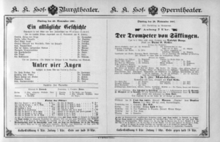Theaterzettel (Oper und Burgtheater in Wien) 18871129 Seite: 1