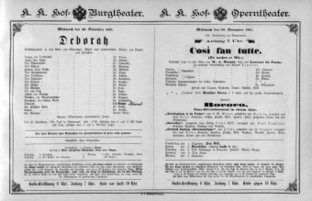 Theaterzettel (Oper und Burgtheater in Wien) 18871130 Seite: 1
