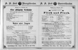 Theaterzettel (Oper und Burgtheater in Wien) 18871202 Seite: 1