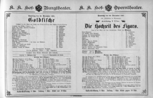 Theaterzettel (Oper und Burgtheater in Wien) 18871210 Seite: 1