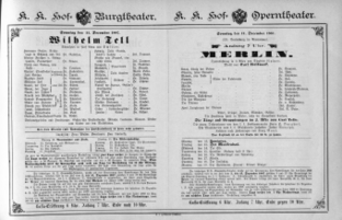 Theaterzettel (Oper und Burgtheater in Wien) 18871211 Seite: 1