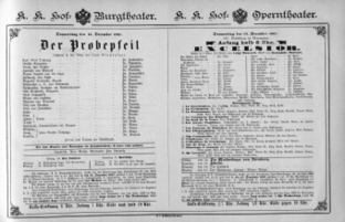 Theaterzettel (Oper und Burgtheater in Wien) 18871215 Seite: 1