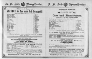 Theaterzettel (Oper und Burgtheater in Wien) 18871221 Seite: 1