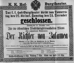 Theaterzettel (Oper und Burgtheater in Wien) 18871222 Seite: 1