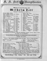Theaterzettel (Oper und Burgtheater in Wien) 18871226 Seite: 1