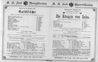 Theaterzettel (Oper und Burgtheater in Wien) 18871230 Seite: 1