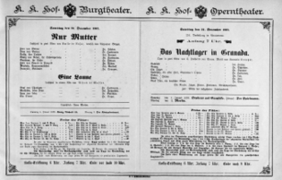Theaterzettel (Oper und Burgtheater in Wien) 18871231 Seite: 1