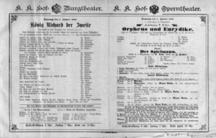 Theaterzettel (Oper und Burgtheater in Wien) 18880101 Seite: 1