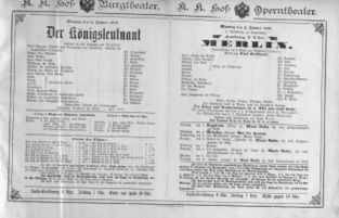 Theaterzettel (Oper und Burgtheater in Wien) 18880102 Seite: 1