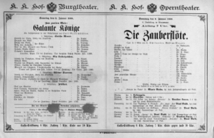 Theaterzettel (Oper und Burgtheater in Wien) 18880108 Seite: 1