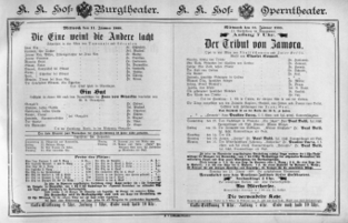Theaterzettel (Oper und Burgtheater in Wien) 18880111 Seite: 1
