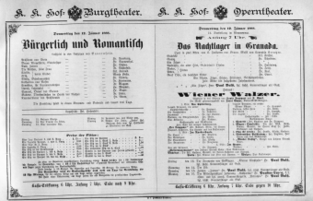 Theaterzettel (Oper und Burgtheater in Wien) 18880112 Seite: 1