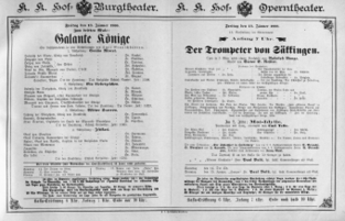 Theaterzettel (Oper und Burgtheater in Wien) 18880113 Seite: 1