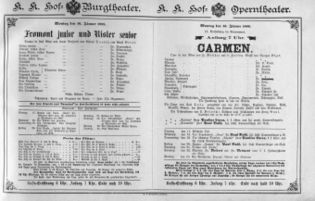 Theaterzettel (Oper und Burgtheater in Wien) 18880116 Seite: 1