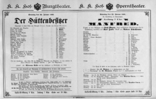 Theaterzettel (Oper und Burgtheater in Wien) 18880122 Seite: 1
