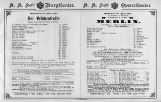 Theaterzettel (Oper und Burgtheater in Wien) 18880125 Seite: 1