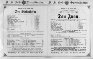 Theaterzettel (Oper und Burgtheater in Wien) 18880128 Seite: 1