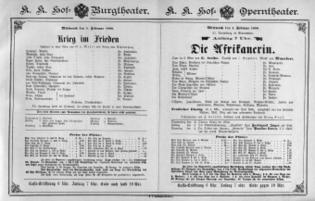 Theaterzettel (Oper und Burgtheater in Wien) 18880201 Seite: 1