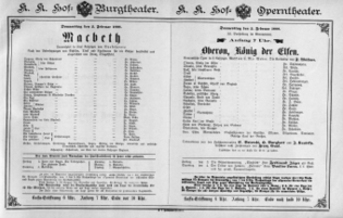 Theaterzettel (Oper und Burgtheater in Wien) 18880202 Seite: 1