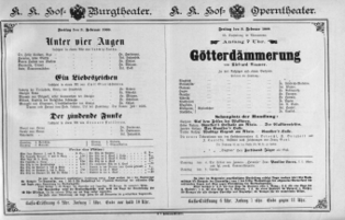 Theaterzettel (Oper und Burgtheater in Wien) 18880203 Seite: 1